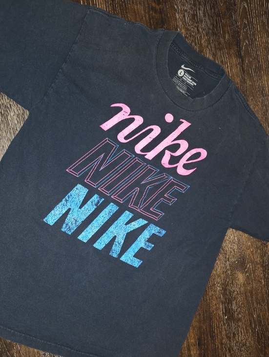 Nike Other - Nike Black Short Sleeve Tee with Pink and Blue Logo Stack